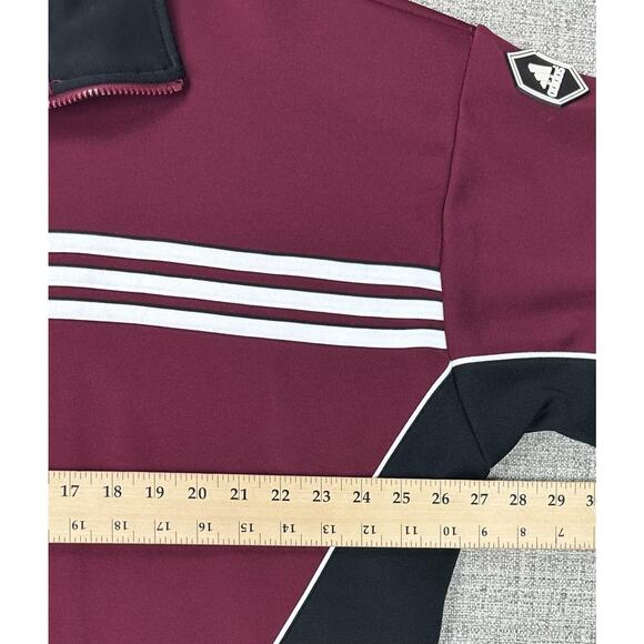 Adidas Jacket Mens Large Maroon Black Soccer Full Zip Track Athletic Retro Y2K - Picture 4 of 11
